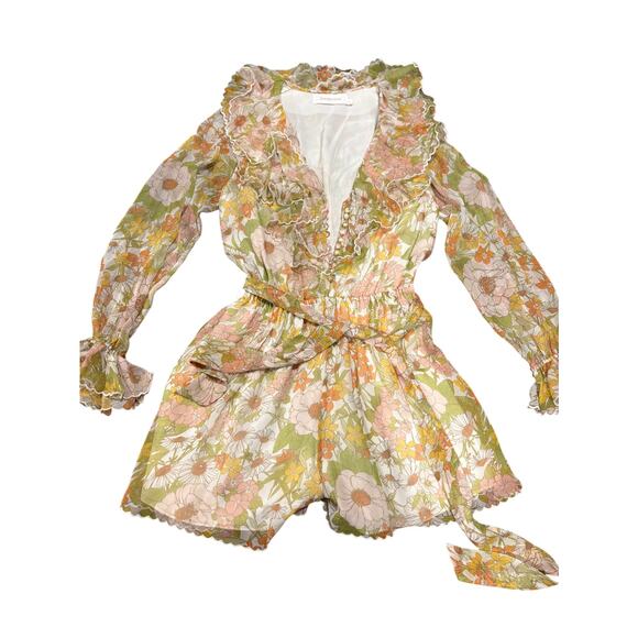 Zimmermann 'The Love Struck' Above The Knee Scalloped Romper Mini Dress - Picture 7 of 12